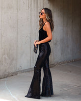 I Will Survive Sequin Flare Pants - Black